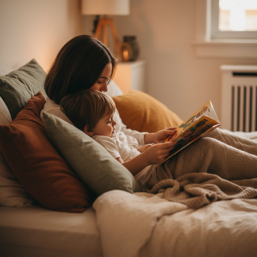 Parent and child reading together